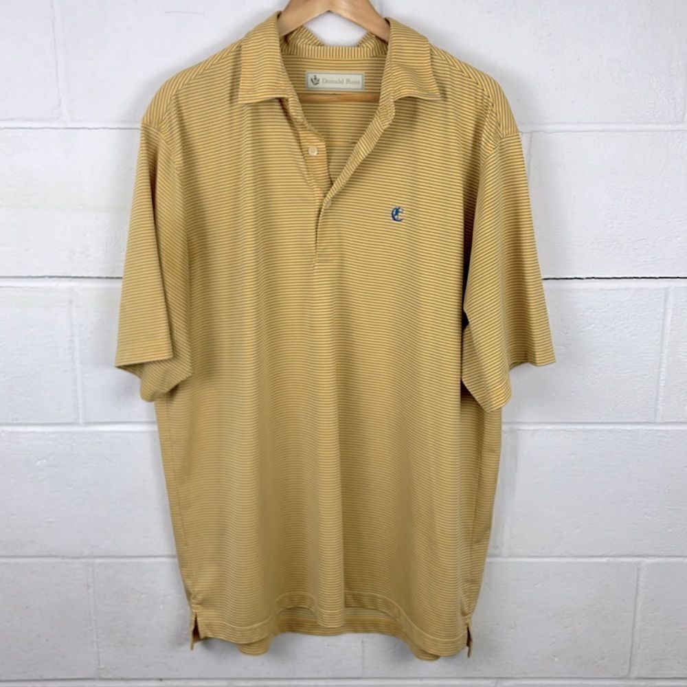 Donald Ross yellow striped polo